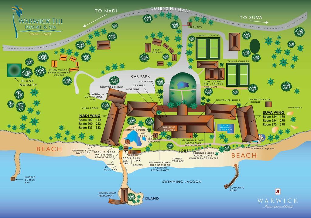 The Warwick Fiji Korolevu (Viti Levu) Exterior foto Map of the resort